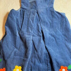 Florence Eiseman Pleated Cord Jumper with Applique Flowers sz 5